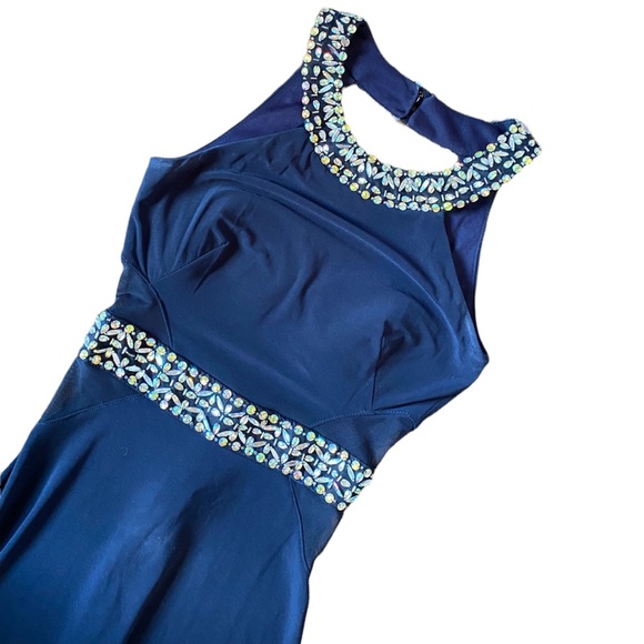 {B. Darlin} Mesh Cut Out sides with keyhole back A-line Gown - Picture 3 of 10